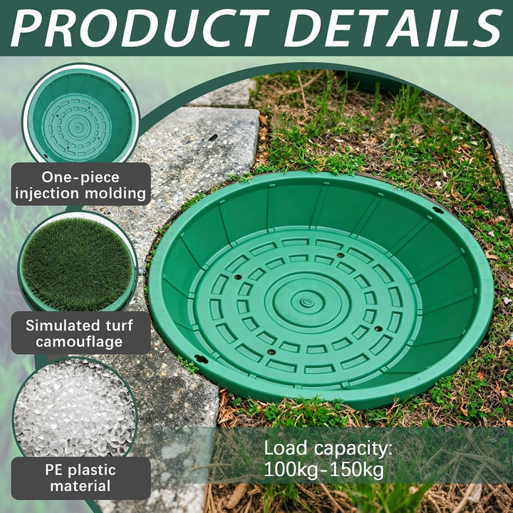 Runde Kanaldeckel, 60 cm Unsichtbare Schachtabdeckungen Dekorative Mannlochabdeckung Versenkter Klär
