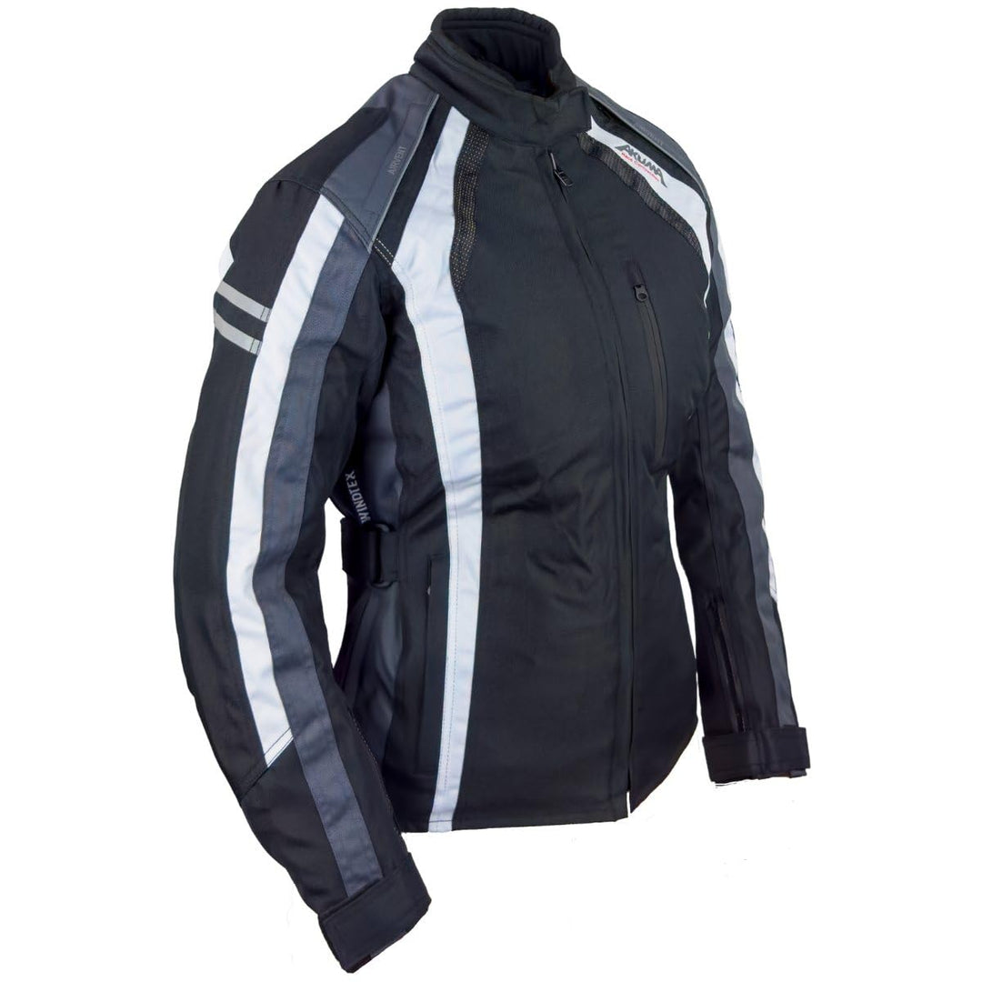 Roleff Racewear Damen Motorradjacke Venedig RO 980, Schwarz/Weiss/Grau, Grösse L