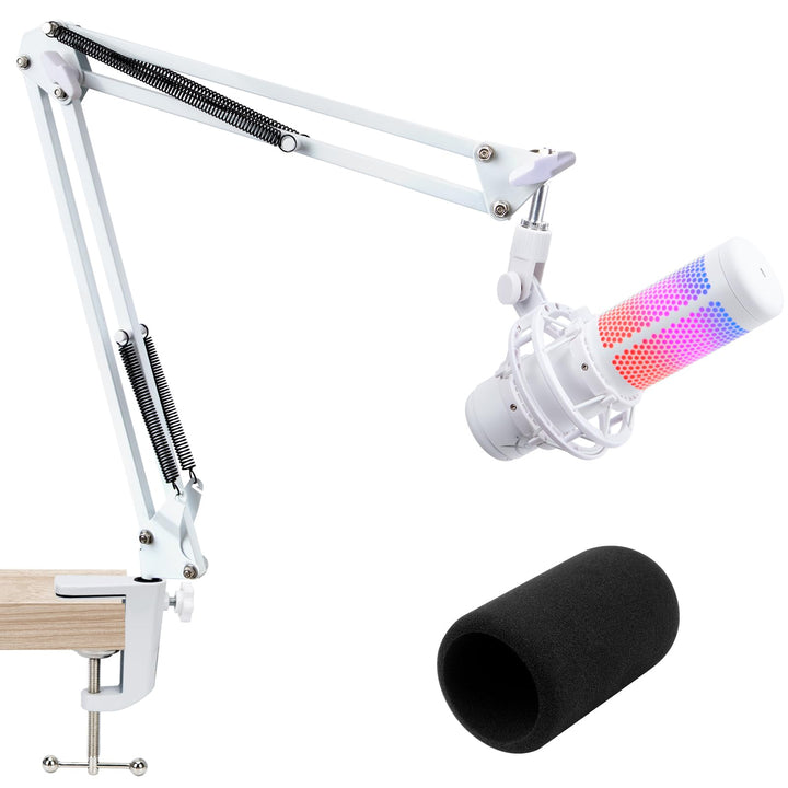 SUNMON Weisser Mikrofon Arm für HyperX QuadCast S, QuadCast S2 Mic Boom Arm Ständer mit Mikrofon Sch