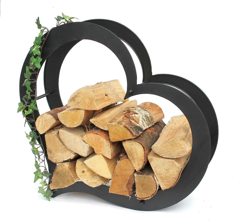 DanDiBo Kaminholzregal Metall Innen Herz Kaminholzständer 66 cm Holzkorb Kaminholzhalter Holzregal