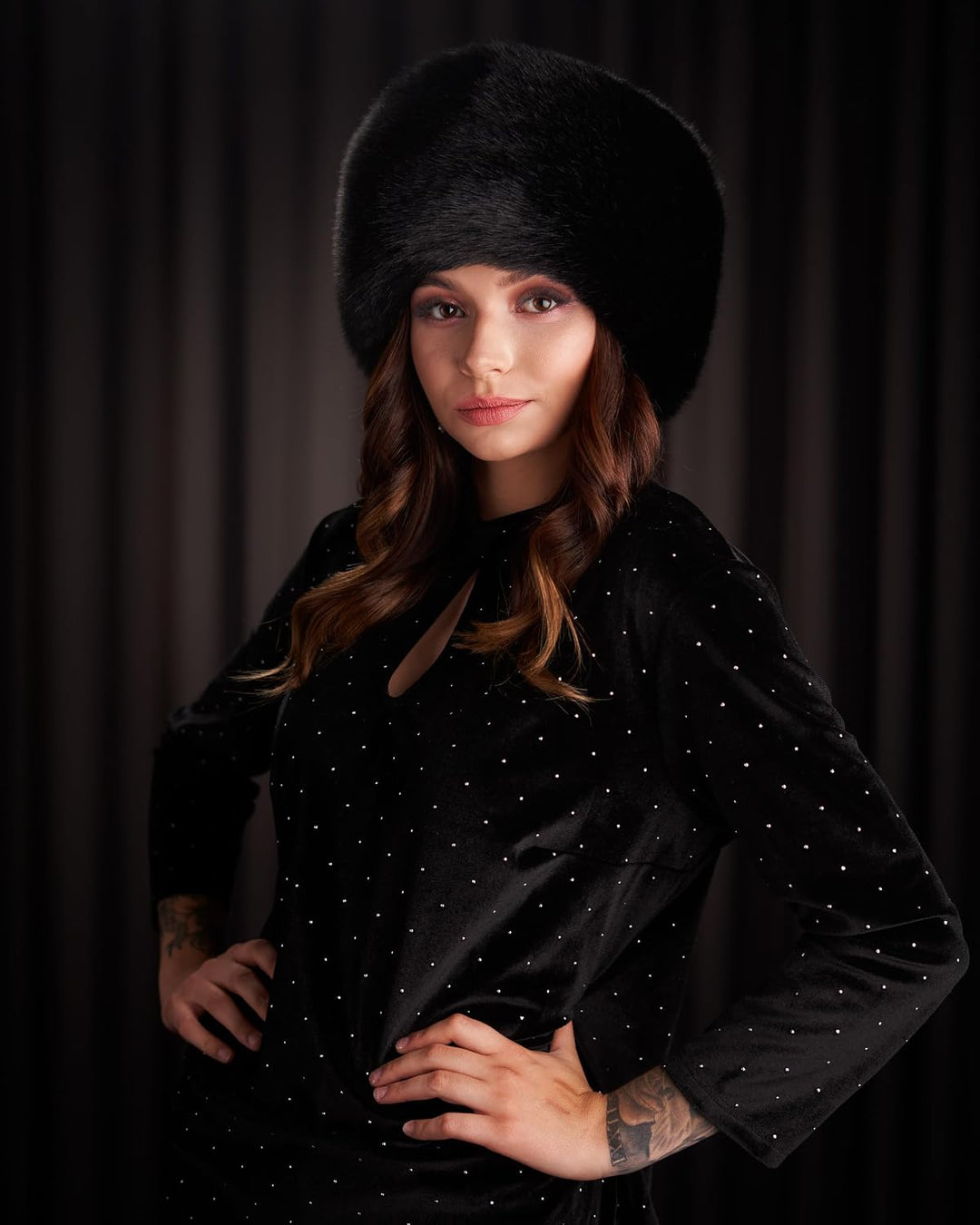 Futrzane Siberian Kosakenmütze - Pelzmütze Damen - Fell Pelz Russische Mütze XS Schwarz Siberian, XS