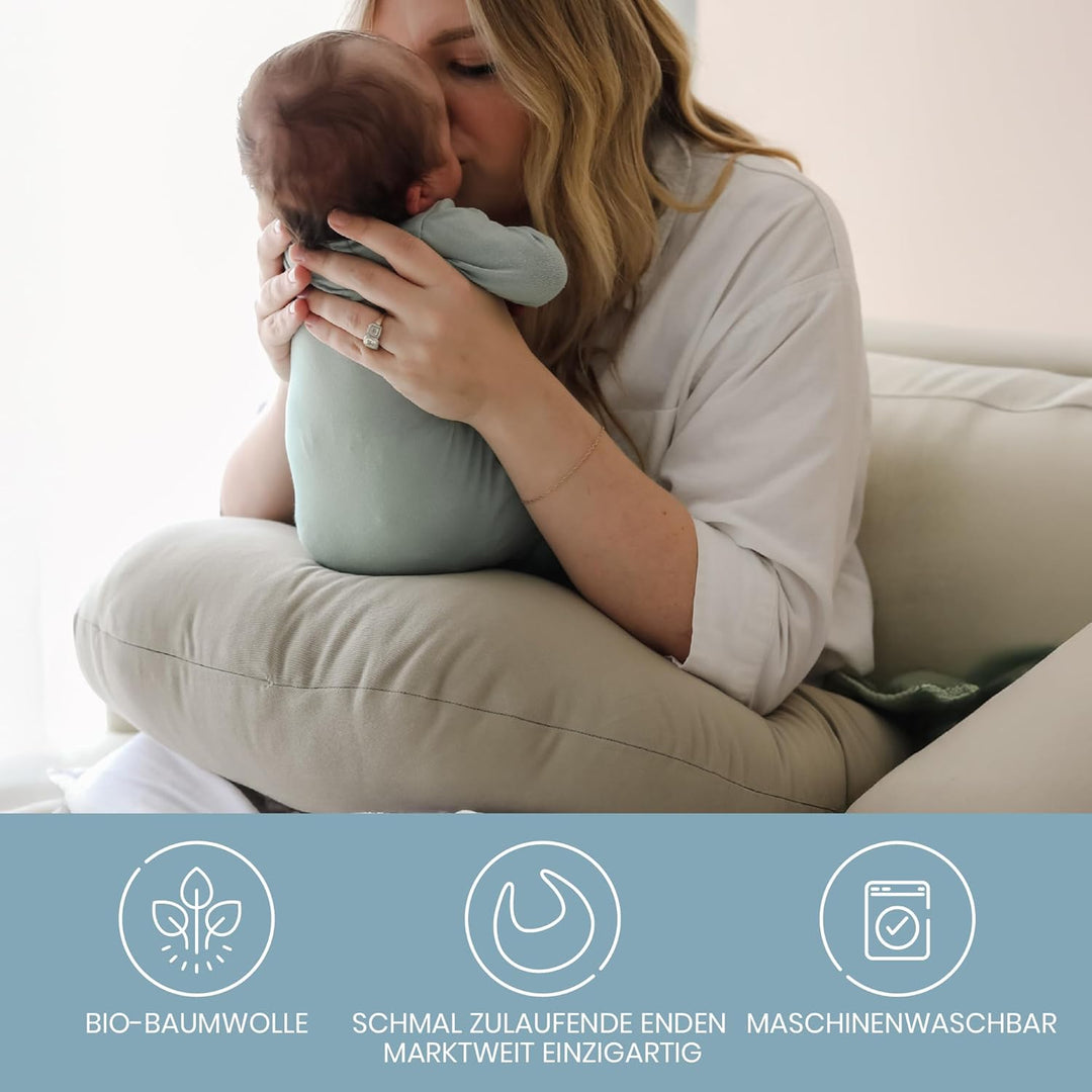 snuggle me® Stillkissen klein - Stillmond mit Stillkissenbezug aus 100% Bio-Baumwolle, Stillhörnchen