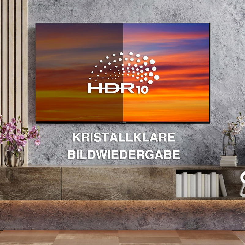 Telefunken Fernseher 24 Zoll Smart TV VIDAA XH24VP550M HD Fernseher, HDR TV mit integriertem Triple-