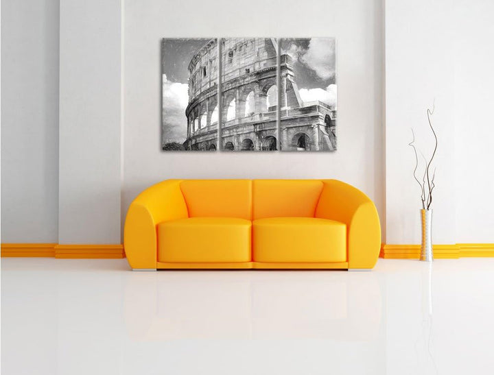 Pixxprint Kolosseum in Rom als Leinwandbild/Grösse: 3 Teilig (120x80) cm/Wandbild/Kunstdruck/fertig