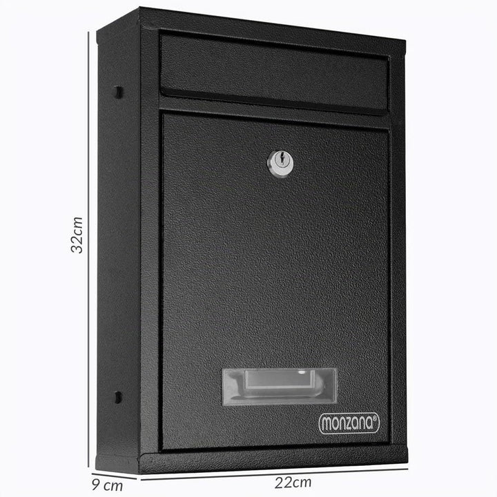 MONZANA® 6X Briefkasten Schwarz inkl. 2 Schlüssel Namensschild abschliessbar Mailbox Briefkastenanla