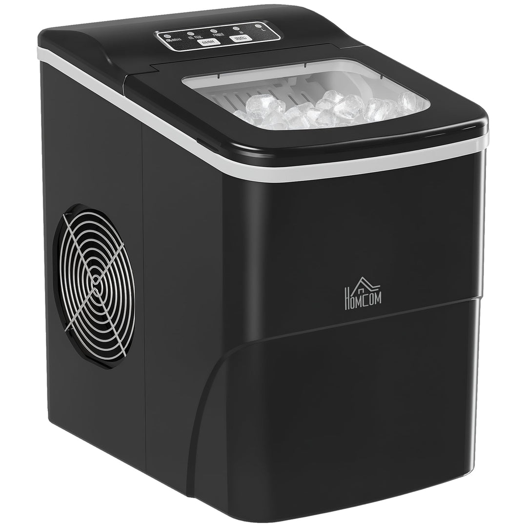 HOMCOM Eiswürfelmaschine, Ice Maker 9 Eiswürfel in 8 Min., 12kg/24h, Eiswürfelbereiter mit 2L Wasser