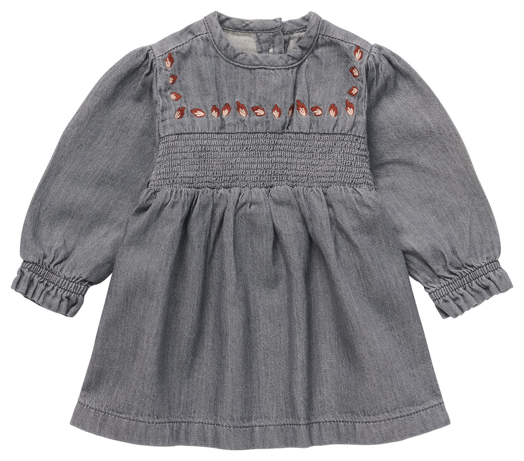 Noppies Baby Baby-Mädchen Girls Dress Loa Kinderkleid, Grey Denim-P328, 74