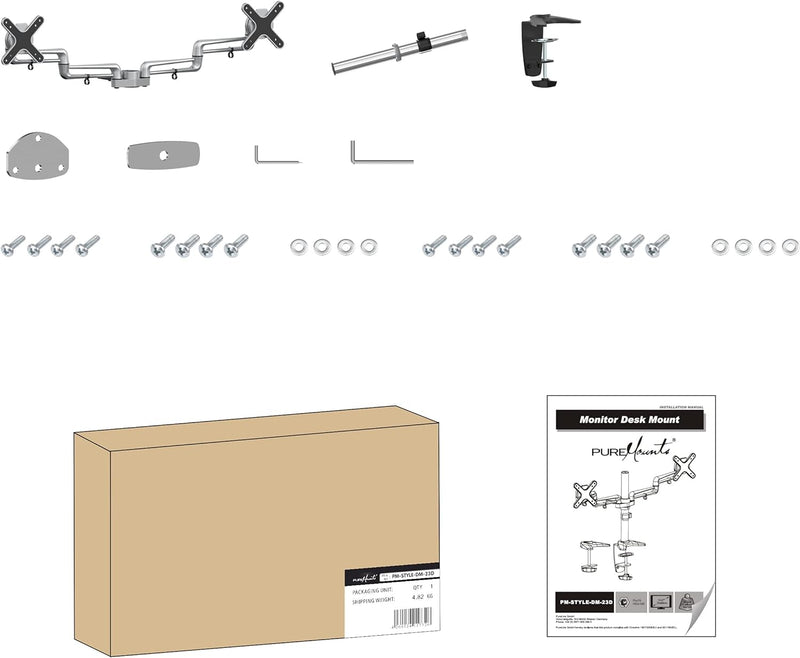 PureMounts Monitor Halterung für Schreibtische bis 71cm (28 Zoll), schwenkbar, neigbar, drehbar, VES