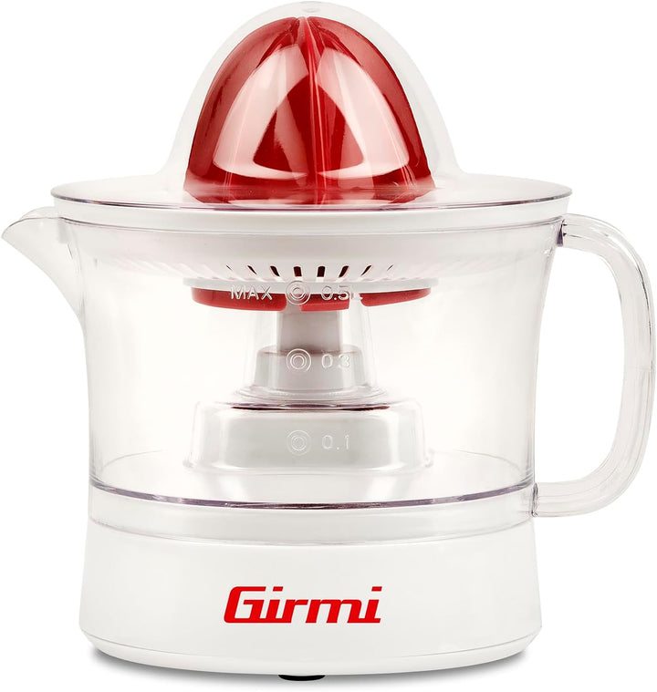 Girmi SR05 Zitruspresse, 25W, 500 ml Fassungsvermögen, Filtersieb, Doppelkegel für verschiedene Fruc