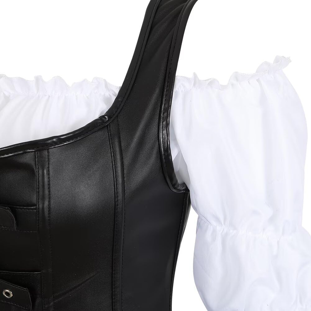 Jutrisujo Korsett Damen Kleid Steampunk Corsagenkleid Leder Corsage Kostüm Reissverschluss asymmetri