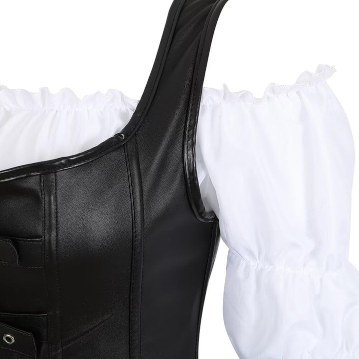 Jutrisujo Korsett Damen Kleid Steampunk Corsagenkleid Leder Corsage Kostüm Reissverschluss asymmetri