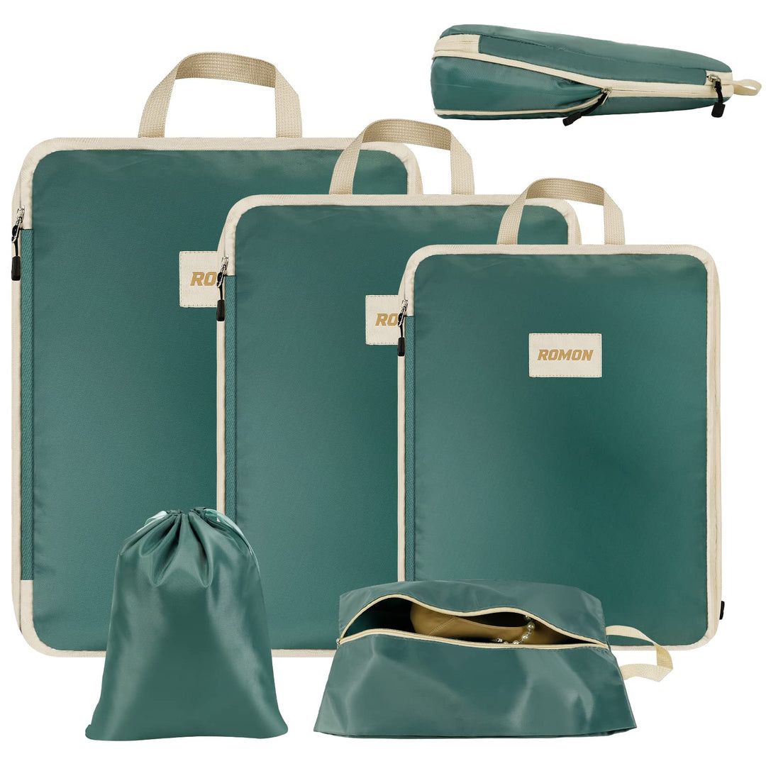 Romon Koffer Organizer Kompression, 5-Teilig Compression Packing Cubes Set, Reise Packwürfel Kompres