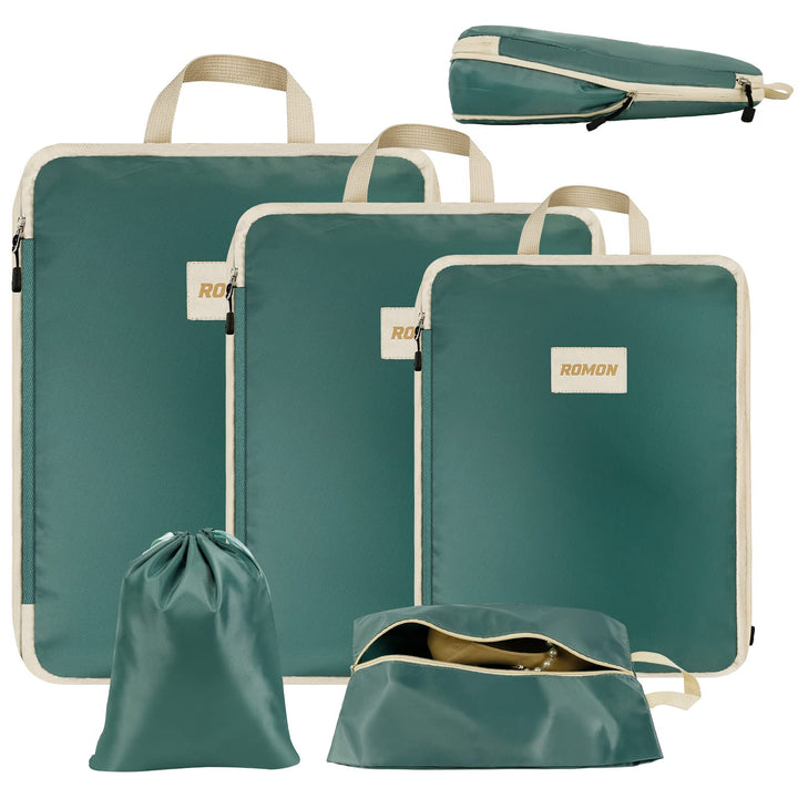 Romon Koffer Organizer Kompression, 5-Teilig Compression Packing Cubes Set, Reise Packwürfel Kompres