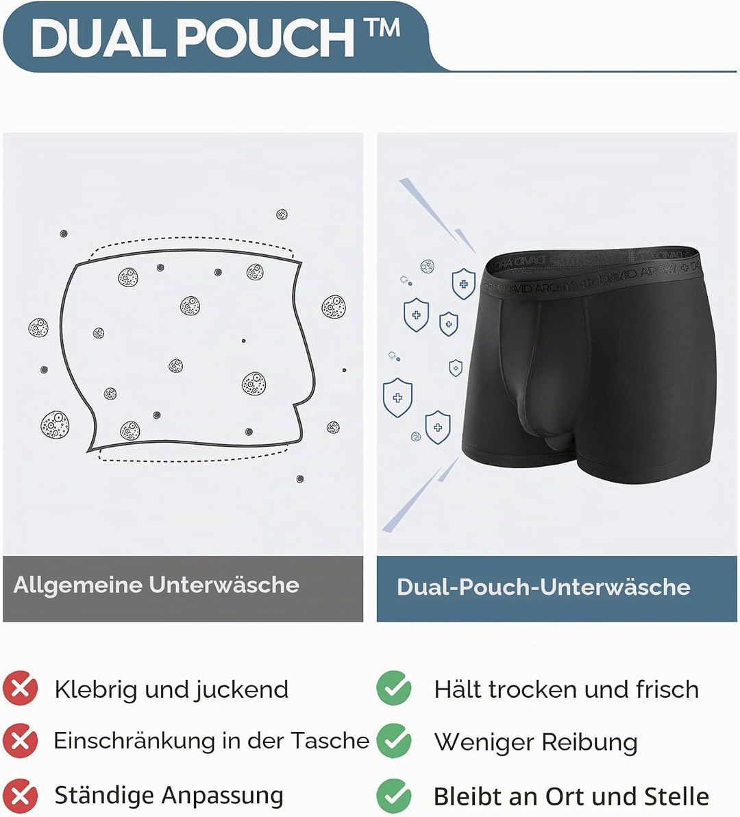DAVID ARCHY Boxershorts Herren Modal mit Eingriff Separat Beutel Microfaser Multipack Unterhosen Fun