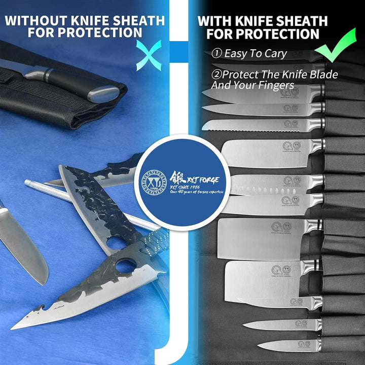 XYJ Professionelle Messersätze mit Rolltasche für Meisterköche Japanische Küchenmesser Fleischbeil S