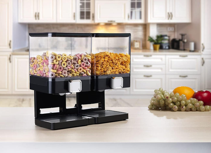 Rosenstein & Söhne Behälter für Müsli: 2er-Set Doppel-Spender für Snacks, je 33,5 x 30,5 x 16,5 cm,