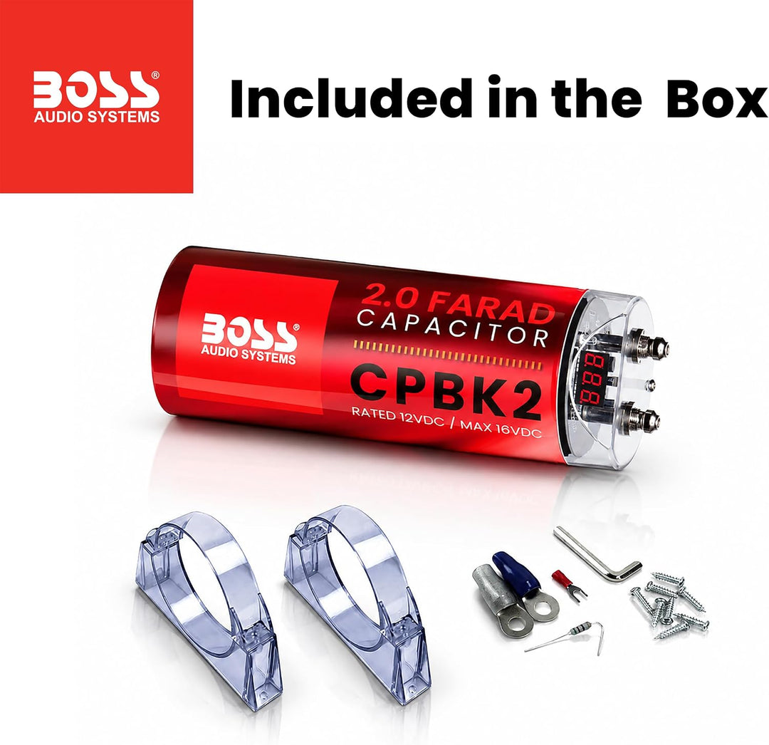 BOSS AUDIO CPBK2 2 Farad Kondensator Standardverpackung, Standardverpackung