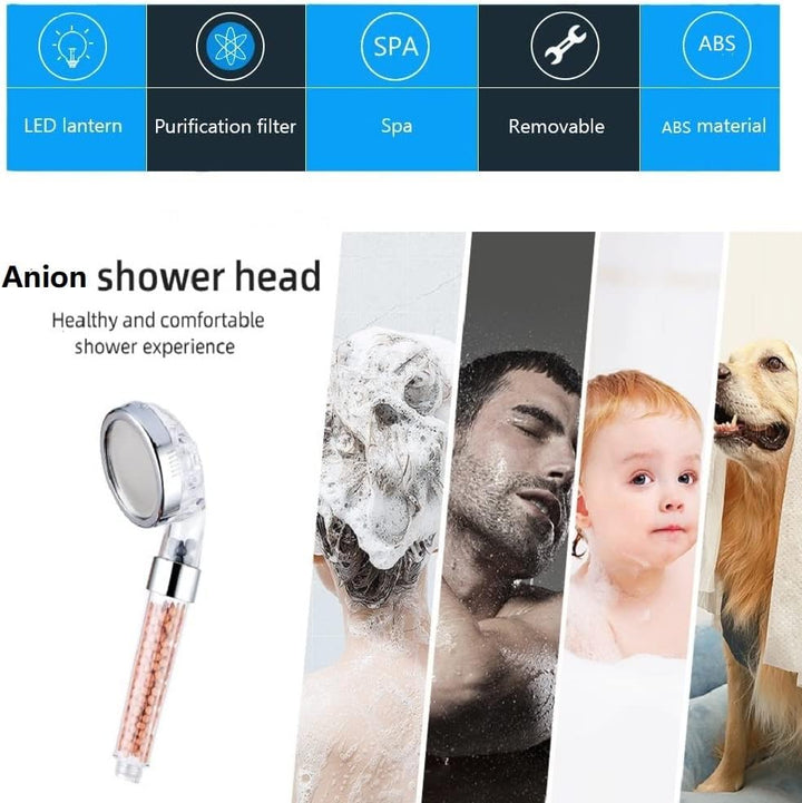 Led Duschkopf 7 Farben Licht Automatische, Druckerhöhend Wassersparender Handbrause Duschkopf mit Fa