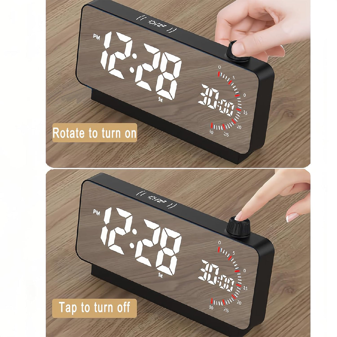 Wecker mit LED Grossdisplay Temperatur Timer Wochentag Sekundenanzeige 3 Helligkeitsstufen Snooze Fu