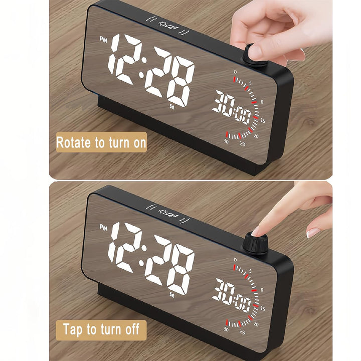 Wecker mit LED Grossdisplay Temperatur Timer Wochentag Sekundenanzeige 3 Helligkeitsstufen Snooze Fu