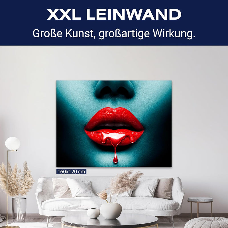 wandmotiv24 Leinwandbild 260 g/m² - Kunstdruck auf Leinwand - Wandkunst - Wandbild mit Frauen Lippen