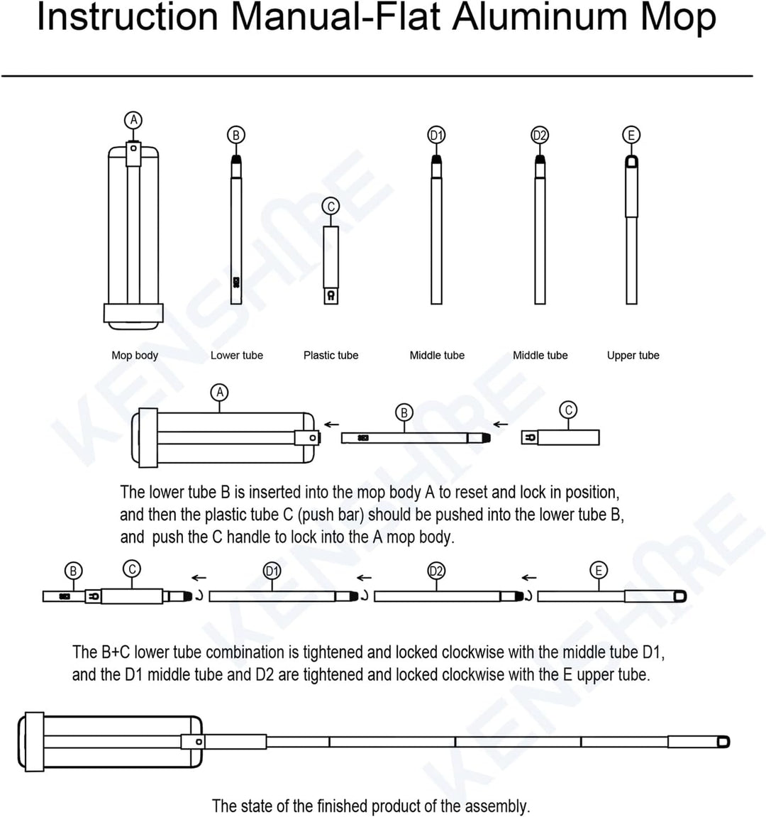 Hochwertiger Flacher Wischmopp aus Aluminium mit 14 l faltbarem Eimer und 2 wiederverwendbaren Mikro
