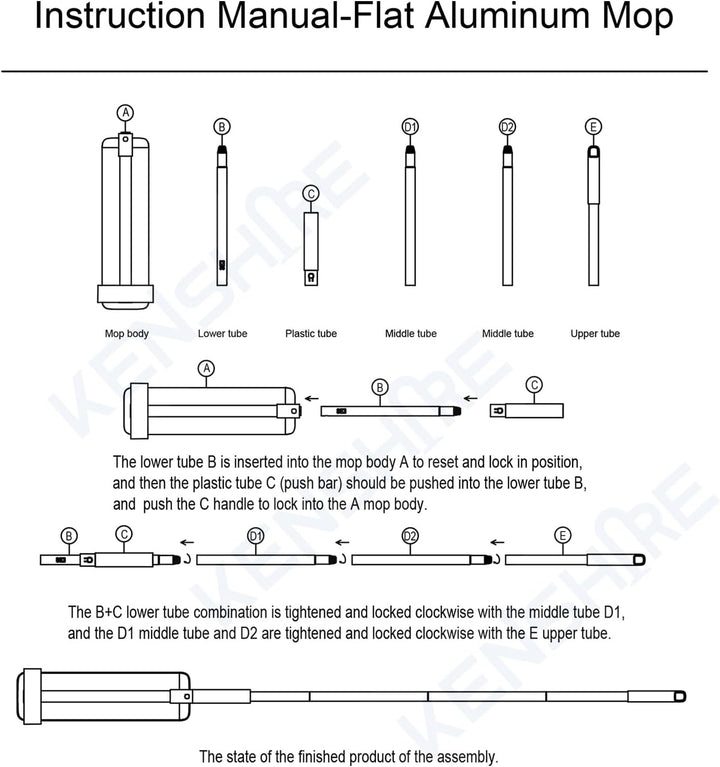 Hochwertiger Flacher Wischmopp aus Aluminium mit 14 l faltbarem Eimer und 2 wiederverwendbaren Mikro
