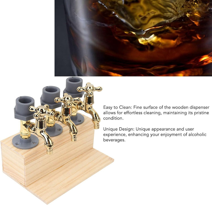 Holzspeicherspender, 3 Plätze Flaschen Whisky -Spender Wasserhahn Formlegierbar Zubehör Getränke -Se