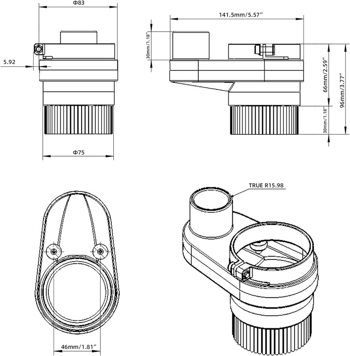 FoxAlien 69mm Staubschuh für CNC Fräs/Fräsmaschine, kompatibel mit 52mm Spindelmotor und 65mm Fräse,