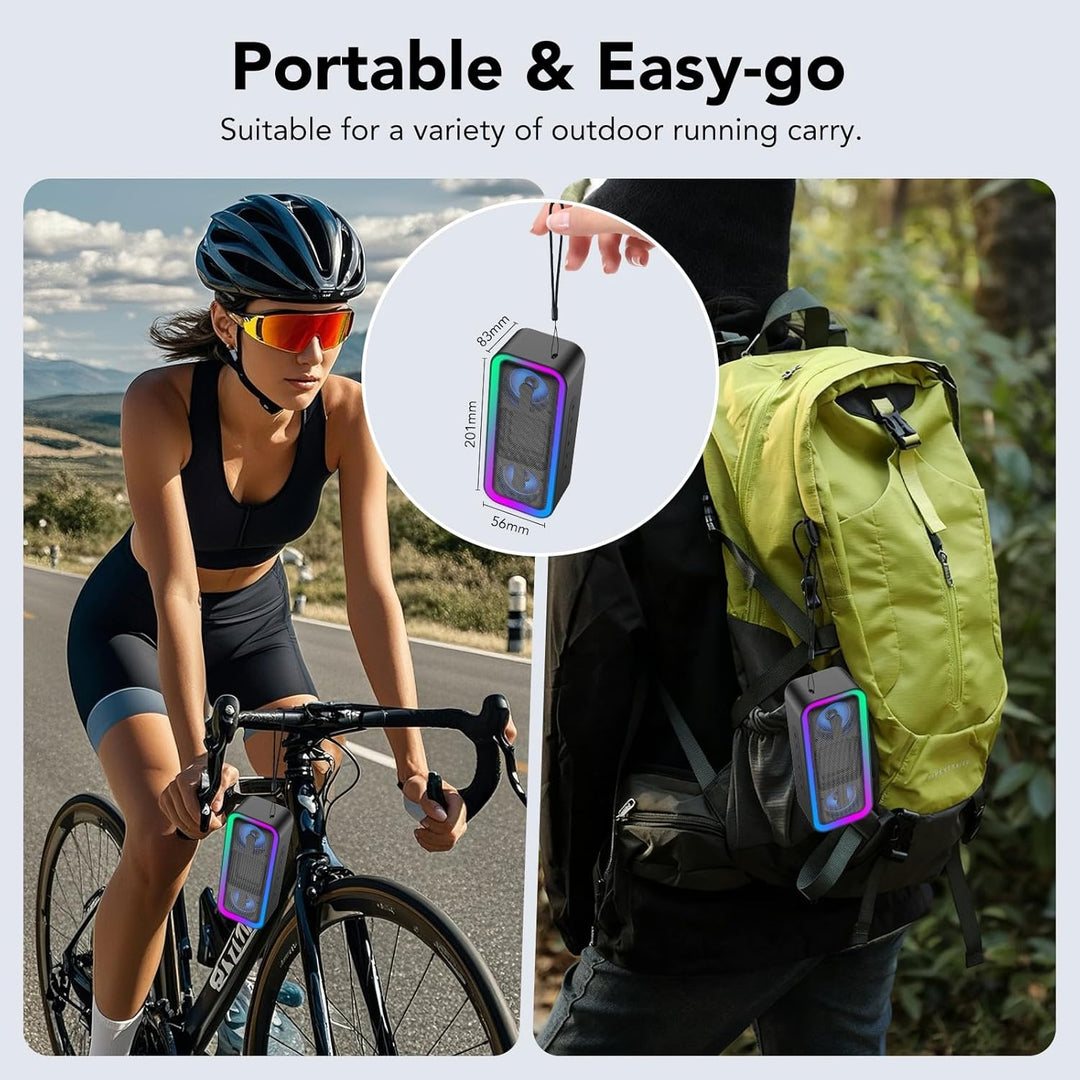Bluetooth Lautsprecher mit Licht, Musikbox Bluetooth 5.4, 30W Stereo Bass Boost, IPX7 Wasserdicht, 7