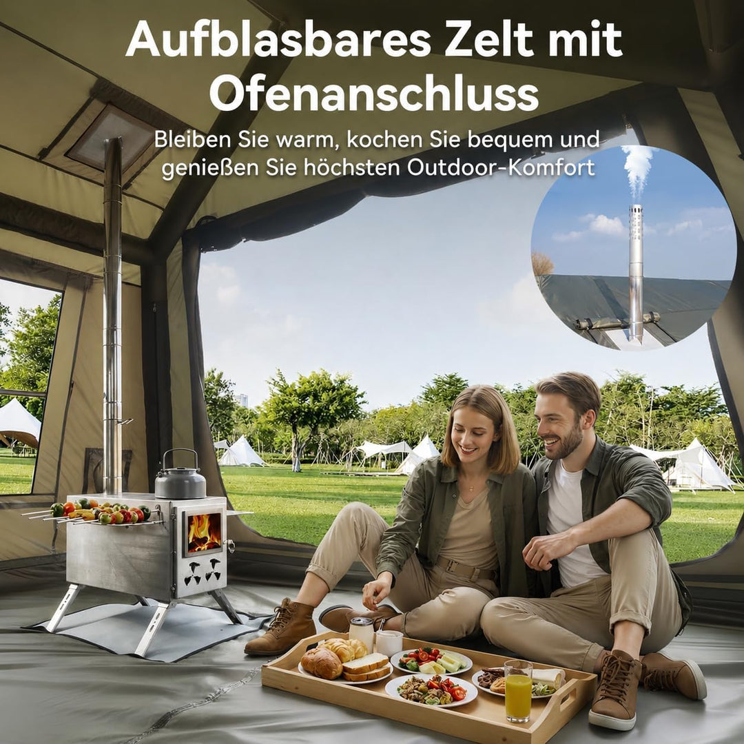 MOPHOTO Aufblasbares Zelt für Camping, wasserdicht, Oxford, inkl. Pumpe-4/6/8/10/12Personen 6-8P(Arm