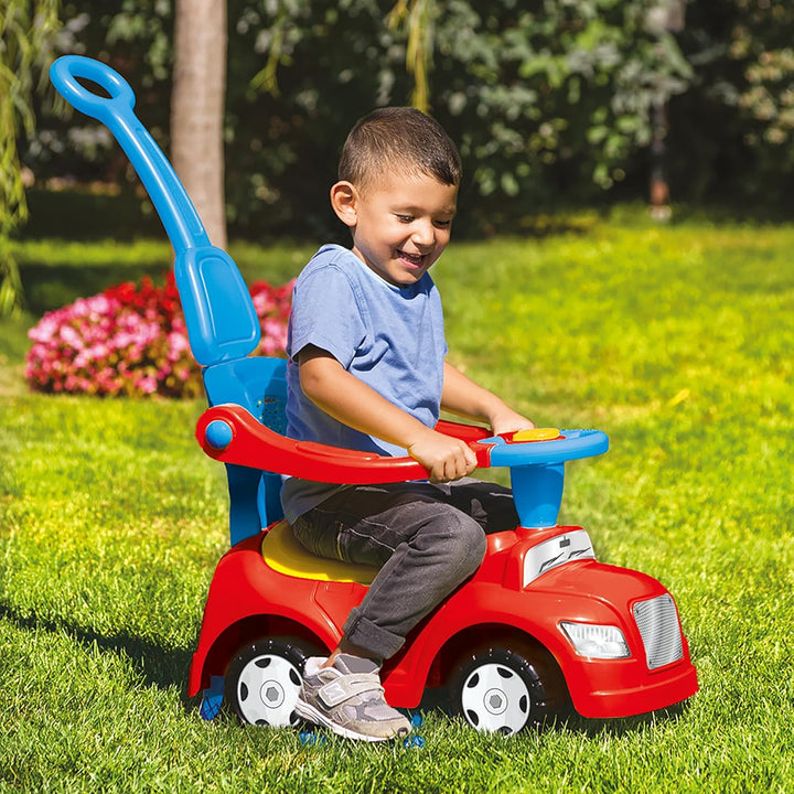 Dolu 4-in-1-Aufsitzfahrzeug für Kinder, Kinder-Trittauto, Lauf- und Fahrfahrzeug für Kinder mit Hupe