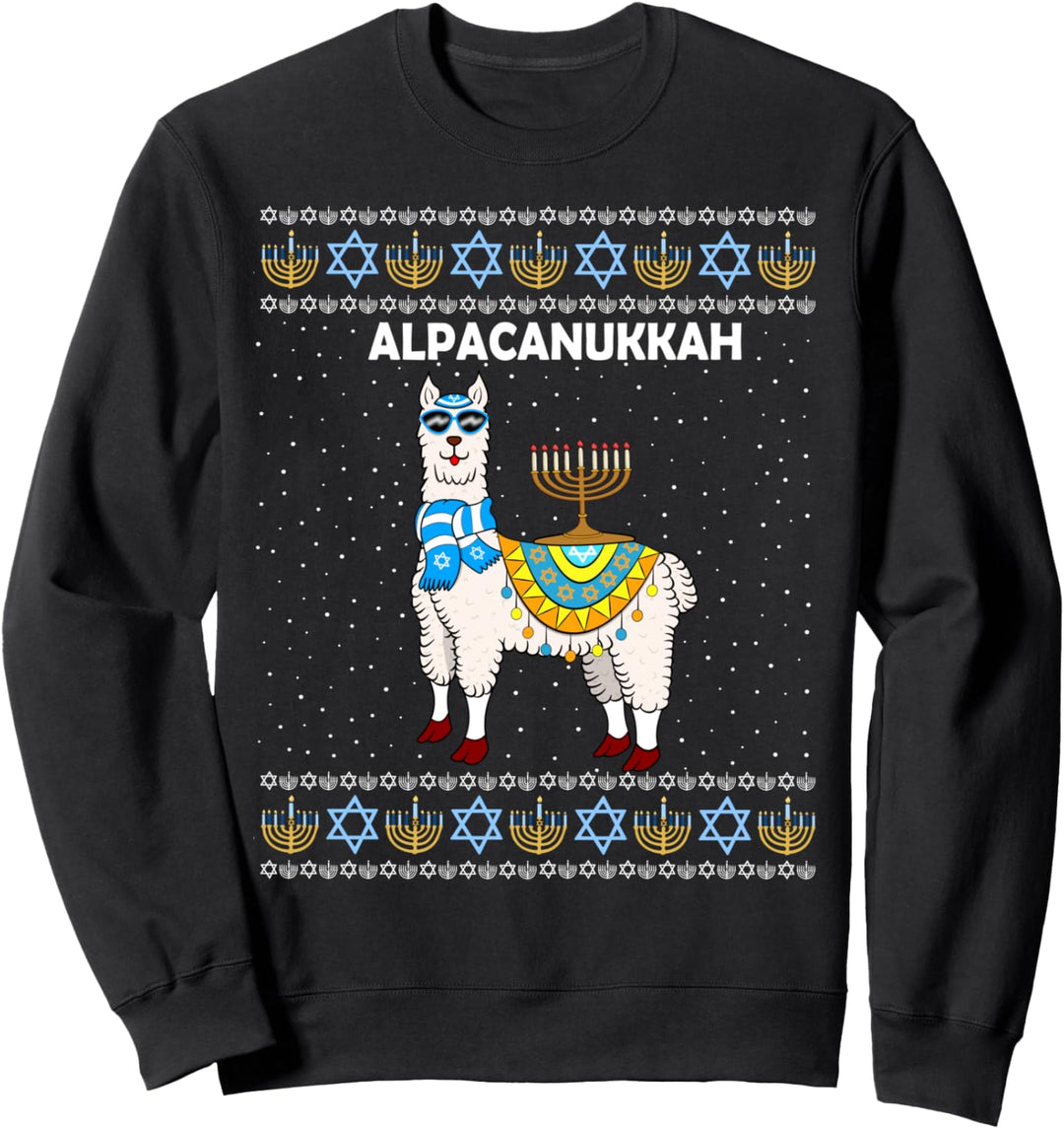 Alpaka Lama Juw Jüdische Chanukka Chanukah Lustige Menorah Kinder Sweatshirt