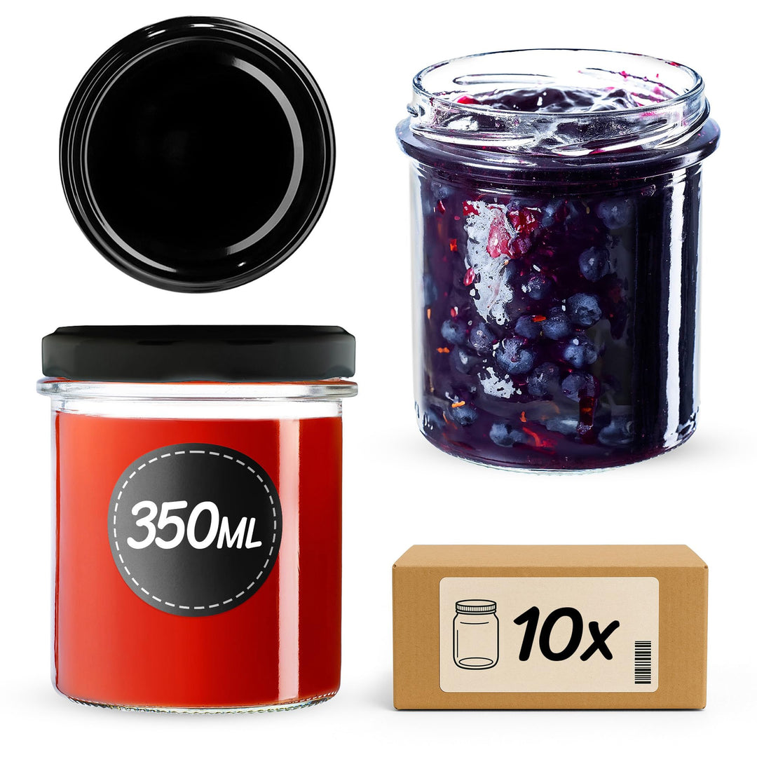 KADAX 10er Set Marmeladengläser 350ml TO82, Einmachgläser Vorratsgläser Mason Jar mit Schraubdeckel,
