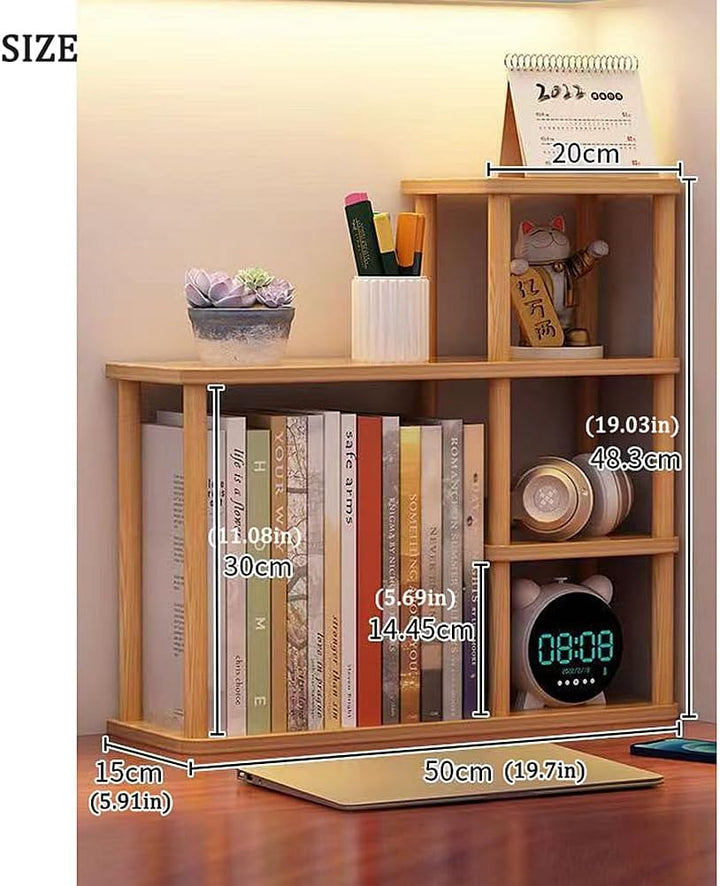 Desktop-mehrschichtiges Bücherregal-Speicherregal, grosse Kapazität Massivholz-Speicherwand auf dem
