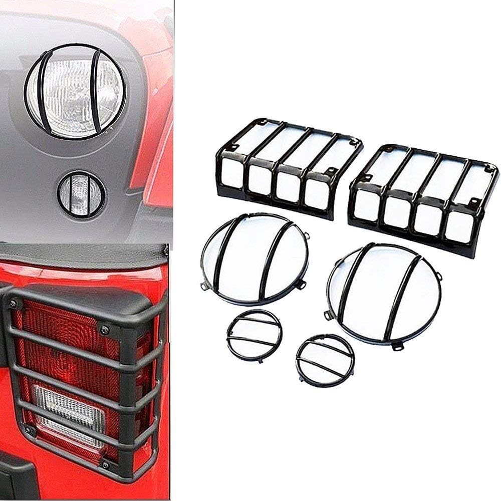 SXMA LED-Lichtschutzhaube-Kit Stahl-Led-Lampenschutzhaube für HeadLight Rücklicht Blinker Jee Wrangl