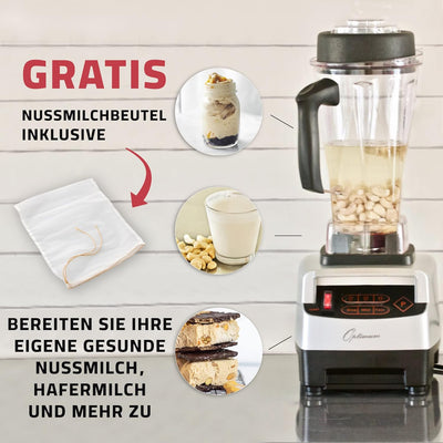 Hochleistungsmixer Optimum 9200A, 2611 Watt, 3.5PS, 6 Edelstahlklingen, 48000 U/min, 2L BPA-freier B