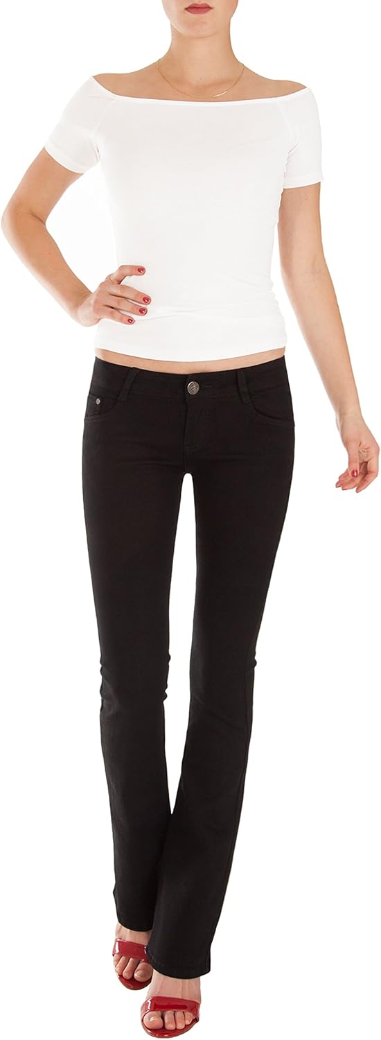 Fraternel Damen Jeans Hosen Bootcut Hüftjeans XS Schwarz, XS Schwarz