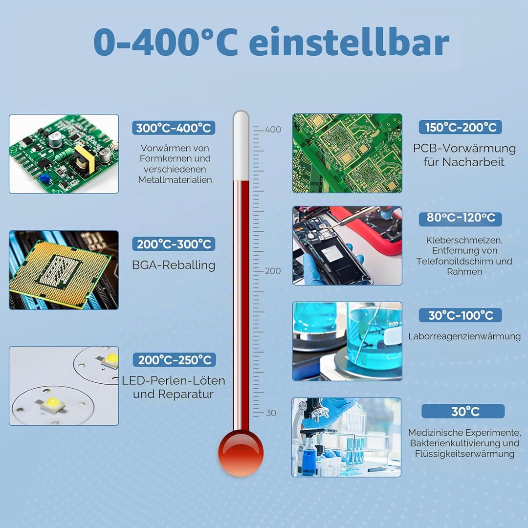 Kidken Elektrische Heizplatte Vorwärmstation 200X200MM Löt-Heizplatte 700W Digital LCD Elektronische