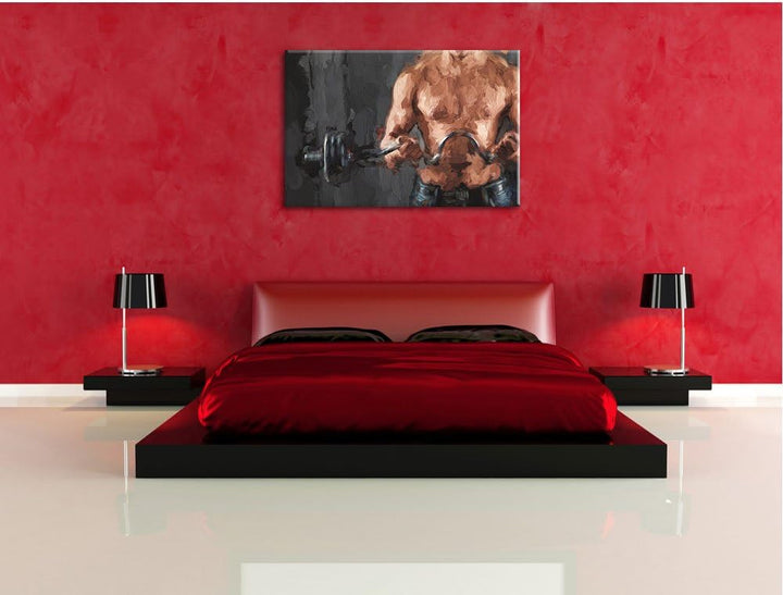 Pixxprint Bodybuilding als Leinwandbild/Grösse: 100x70 / Wandbild/Kunstdruck/fertig bespannt, 100x70