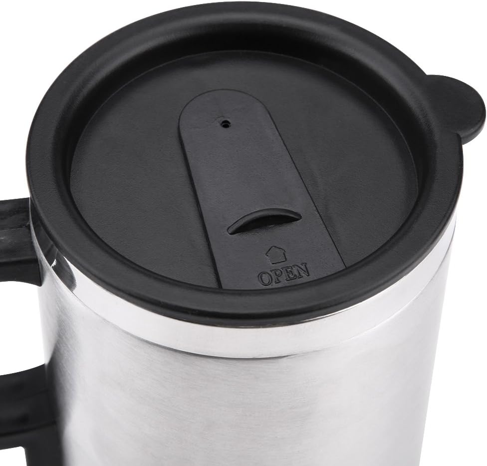 12V 450ml Reise Heizbecher, elektrischer Kaffeebecher aus Edelstahl im Auto