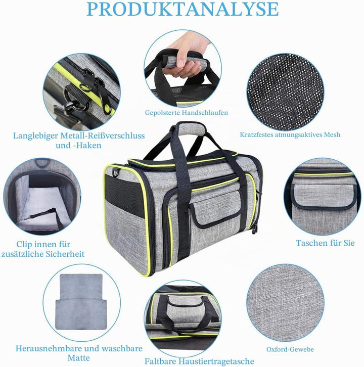 TAMOWA Transportbox Katze Transportbox Hund Faltbare Hundetragetasche, Faltbare Katzentragetasche mi