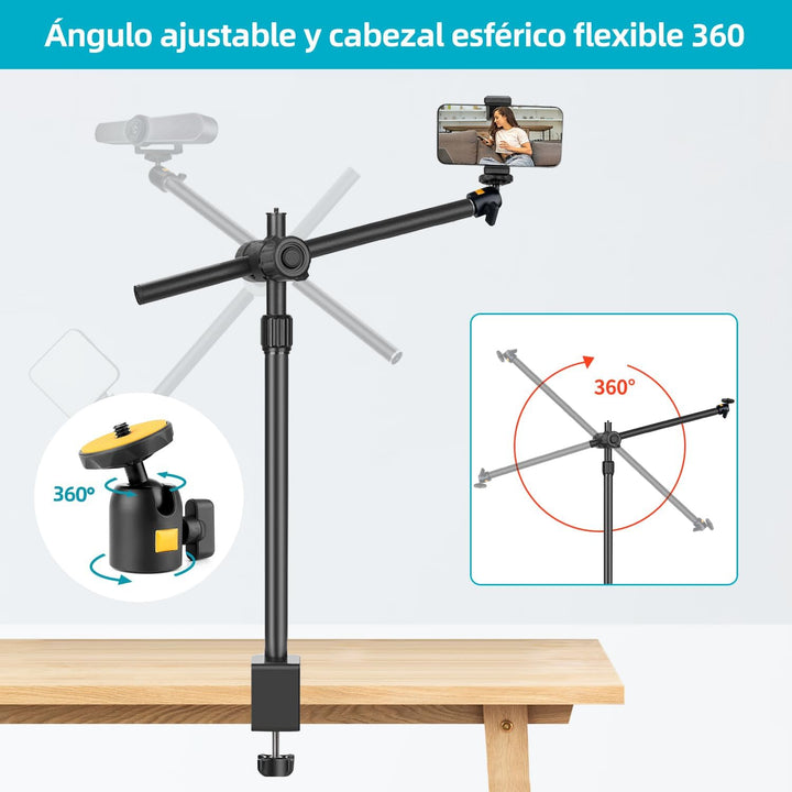 JEBUTU OS02 Kamera Tischstativ Overhead Stativ, 31-97cm verstellbar Kamera Tischhalterung für Kamera
