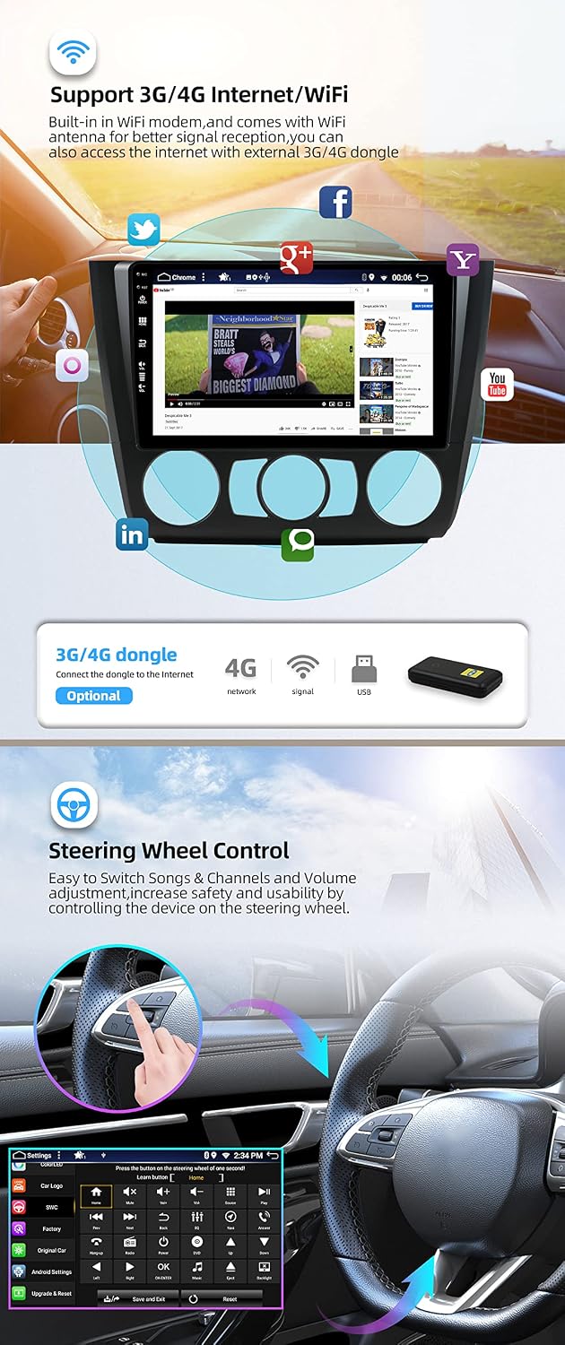 JOYX - 6G+128G - Android 15 IPS Autoradio Passt für BMW 1 Series E81/E82/E87/E88 (2004-2012) - Kabel