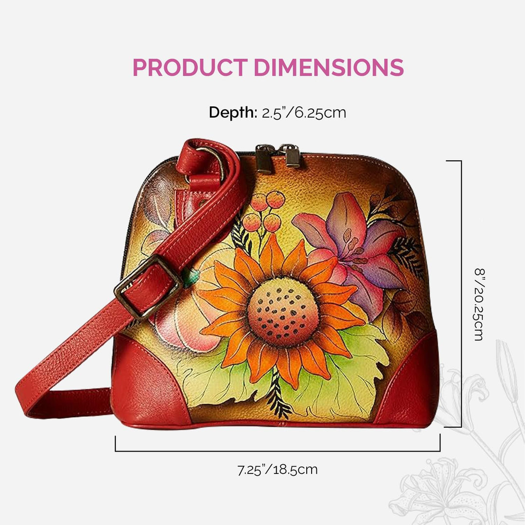 Anna by Anuschka Kleine Damen-Handtasche aus echtem Leder mit Reissverschluss | Organizer mit mehrer