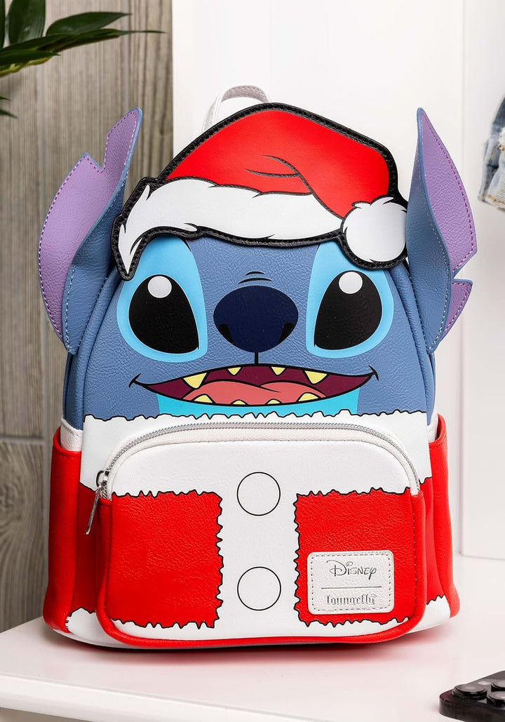 Loungefly Lilo & Stitch Holiday Santa Stitch Mini-Rucksack, Rot/Ausflug, einfarbig (Getaway Solids),