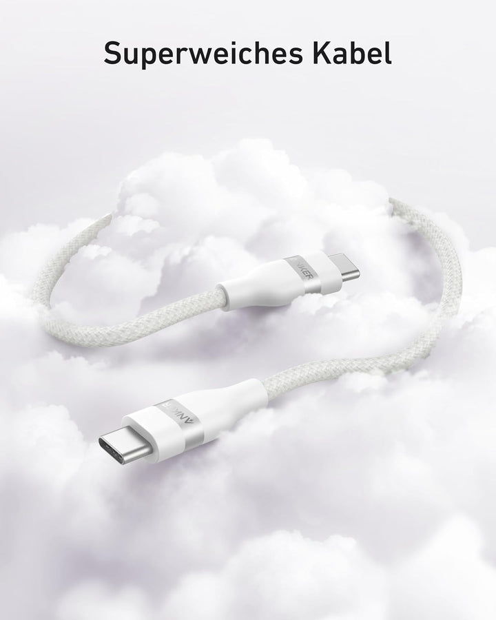 Anker Nano USB C auf USB C Kabel, 240W 1,8m flexibel farbig geflochten, USB C Schnellladekabel Typ C