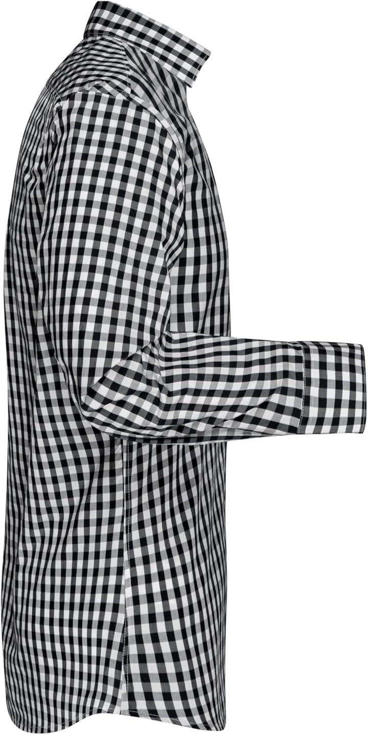 James & Nicholson Langarm Karohemd Easy Care - Herrenhemd in grosskarierter Musterung S black/white,