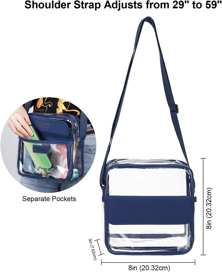 QKURT Klare Brieftasche mit verstellbarem Gurt, Concert Stadium Approved Clear Bag Transparent Purse
