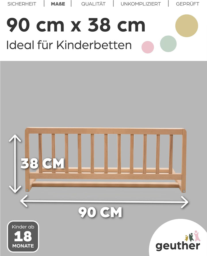 Geuther Bettschutzgitter in 90 und 140 cm, Farbe Natur, Grösse 90 cm Natur 90